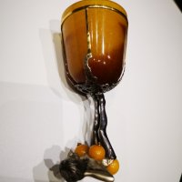 RRR Уникат,авторска работа,сребърна чаша и кехлибар натурален, снимка 2 - Антикварни и старинни предмети - 27420806