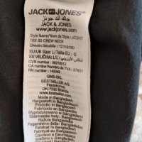 Jack& Jones - L-Мъжка оригинална черна тениска с бяла щампа , снимка 3 - Тениски - 37727297