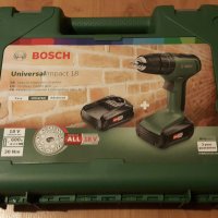 Нов, оригинален, акумулаторен винтоверт/бормашина BOSCH UniversalImpact 18 +2 батерии+зарядно+куфар, снимка 2 - Бормашини - 43624901