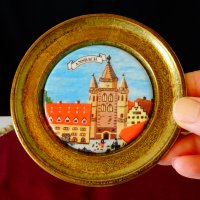 Бронзова чиния с изображение от Ansbach,порцелан. , снимка 1 - Антикварни и старинни предмети - 26872681