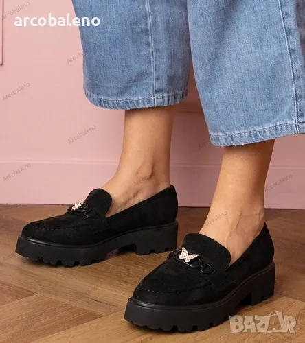 Дамски мокасини с циркон пеперуда Mokka, снимка 1