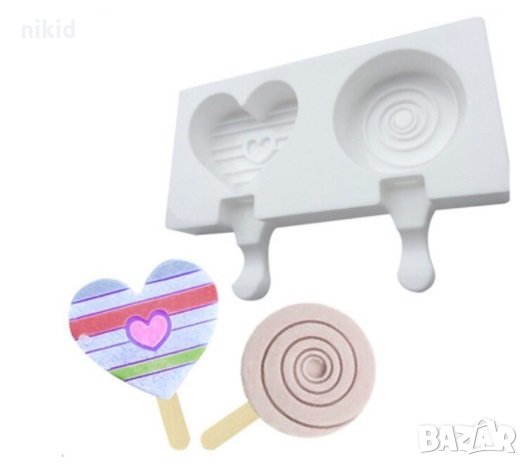  сърце близалка ескимо сладолед Popsicle Попсикъл силиконова форма молд калъп за направа десерти, снимка 1