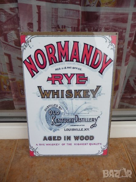 Метална табела уиски Normandy Rye whiskey бяла алкохол, снимка 1