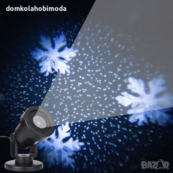 Коледен LED фоторитмичен проектор,Снежинки и токи,220 волта , снимка 1