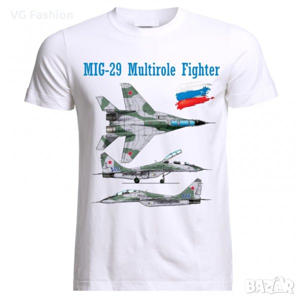 Мъжка Тениска MIG 29 Air Fighter Aircraft Jet Flugzeug Blueprint USSR Russia, снимка 1