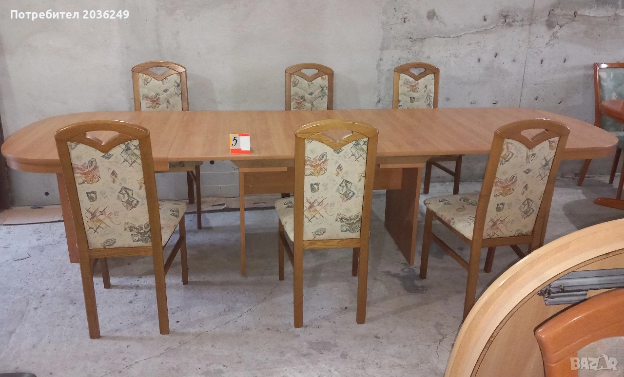 Комплект масивна разтегателна маса с 6 стола, снимка 1