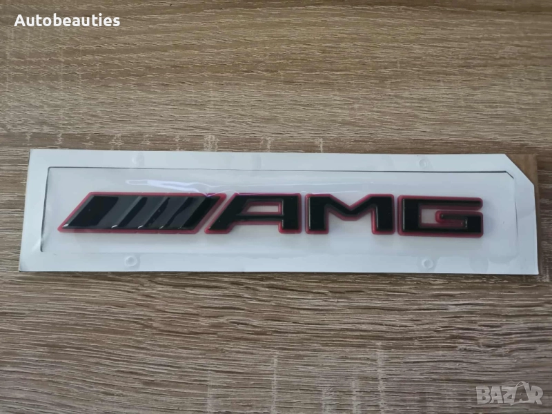 Mercedes Benz AMG черна емблема с червен кант , снимка 1