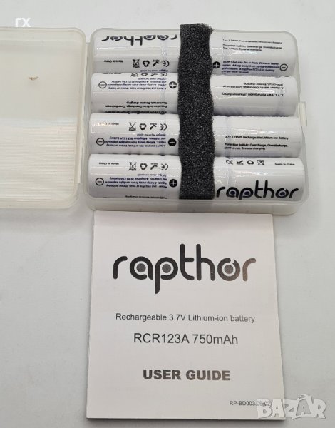 RCR123A Batteries 750mAh 3.7V Rapthor, снимка 1