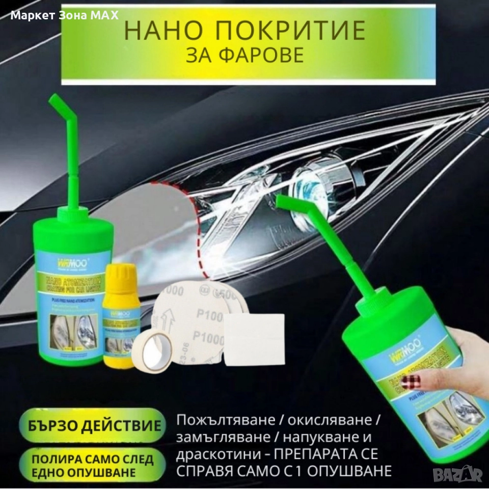 Комплект за нано покритие и възстановяване на фарове, снимка 1