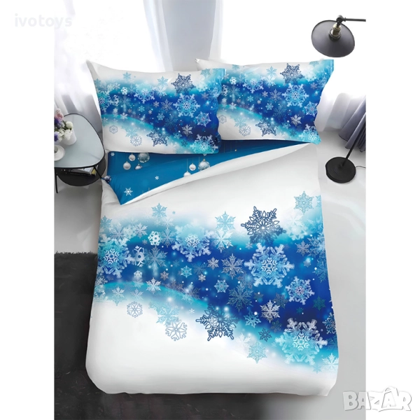 Двулицево коледно спално бельо, размер за приста (Реално изображение), 4 части - WS17351, снимка 1