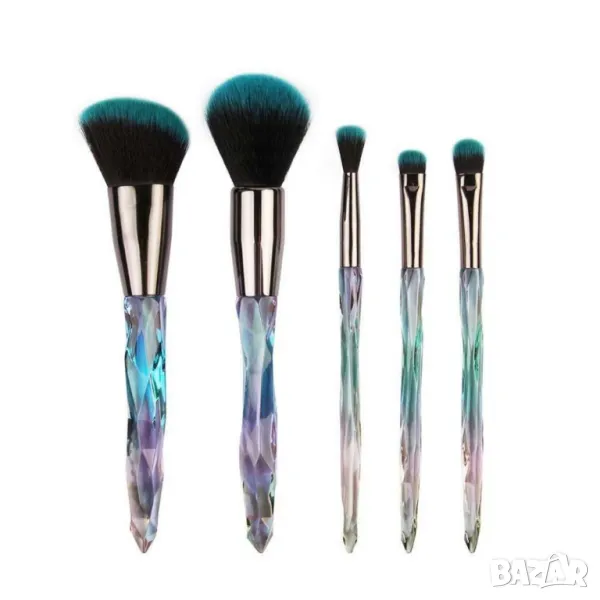   Сет от 5 броя четки за грим с диамантени дръжки HZS52, снимка 1