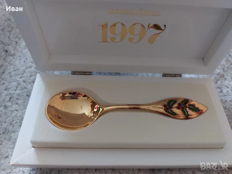 позлатена сребърна лъжичка 1997 Robbe & Berking, снимка 1