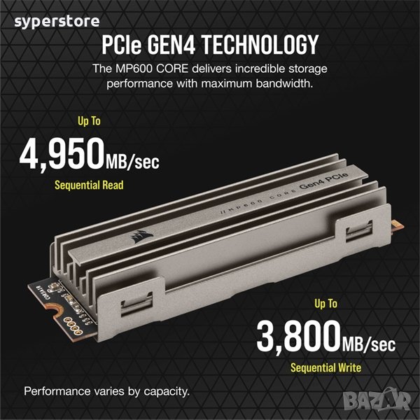 SSD твърд диск, 2TB, Corsair MP600 CORE M2, SS300453, снимка 1