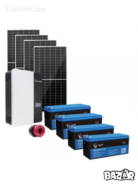 Автономна соларна система 3600W + 4 бр. 200Ah GEL акумулатора, снимка 1