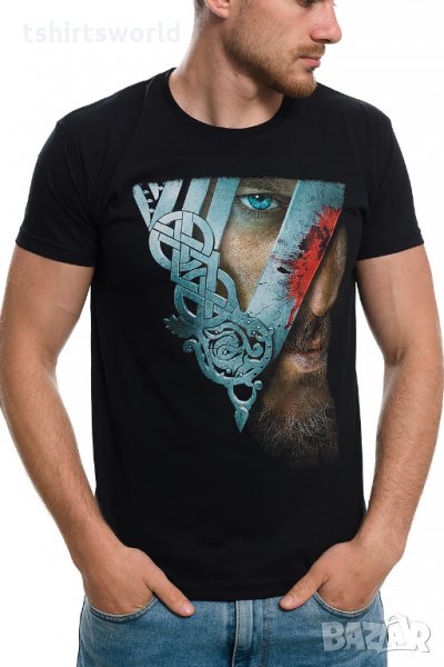 Нова мъжка тениска с дигитален печат на сериала Викинги, снимка 1