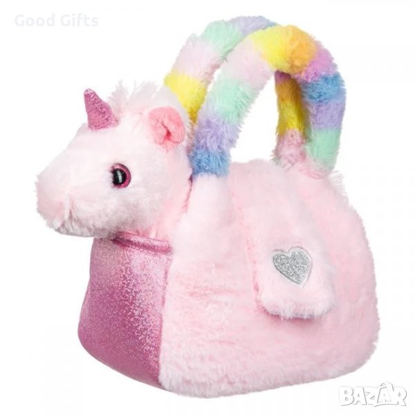 Плюшен розов еднорог в чанта, снимка 1