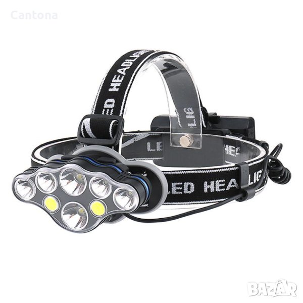 Ултра мощен LED челник,1400 лумена, 8 режима, 8 бели светодиода + червена светлина, 2 акум. батерии, снимка 1