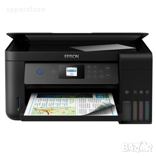 Принтер Мастиленоструен Мултифункционален 3 в 1 Цветен Epson EcoTank L4160  Копир Принтер и Скенер, снимка 1