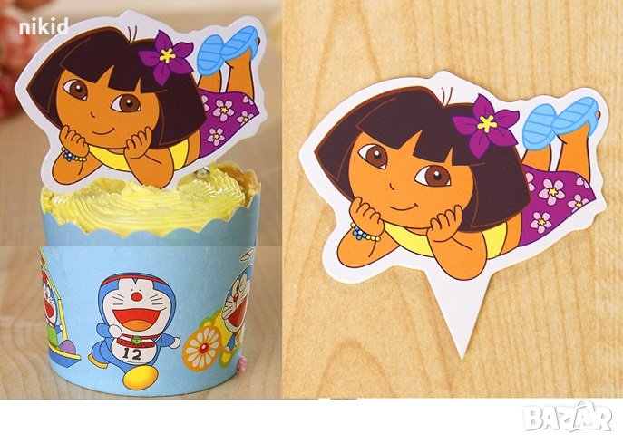 Дора легнала 25 бр картон топери за кексчета мъфини торта рожден ден украса, снимка 1