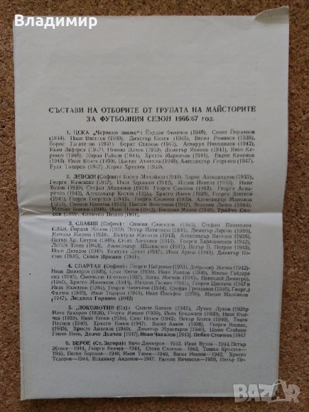  Брошура за българския футболен сезон 1966 г./1967г. и Календарчета-1996 г.,, снимка 1