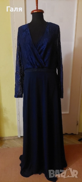 Дълга елегантна рокля с дантела размер М-Л, снимка 1