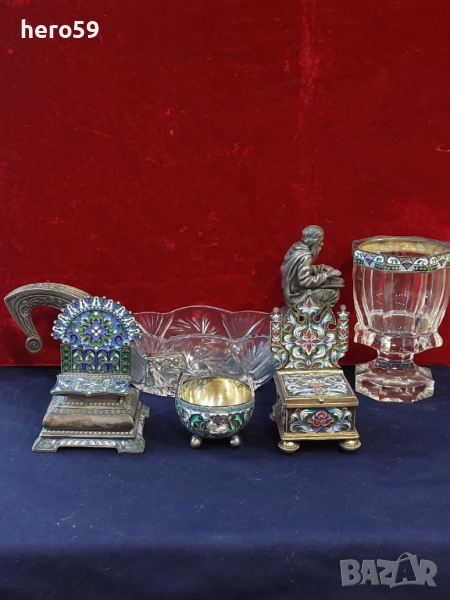  Царска русия!лот от среърни 84 артикули-сребро, кристал, емайл,цени 2500-6000 евро/сребърна чаша/, снимка 1