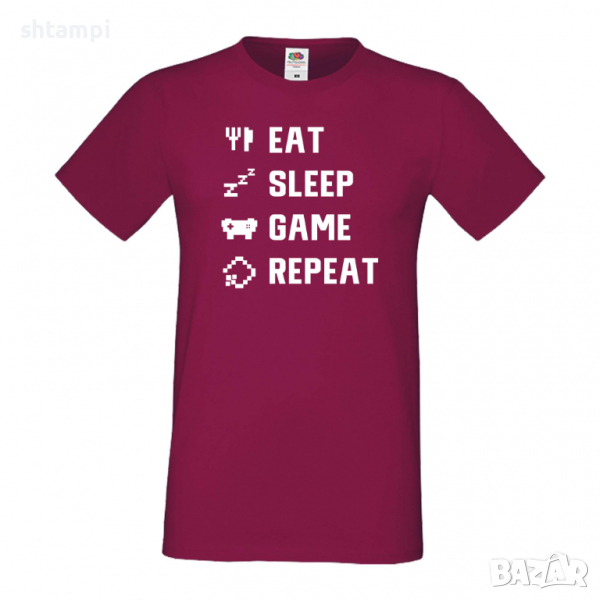 Мъжка тениска Game 4,Eat,Sleep,Game,Anime,Repeat,Ядене,Спане,Геймс,Подарък,Повторение,Празник,Игри, снимка 1