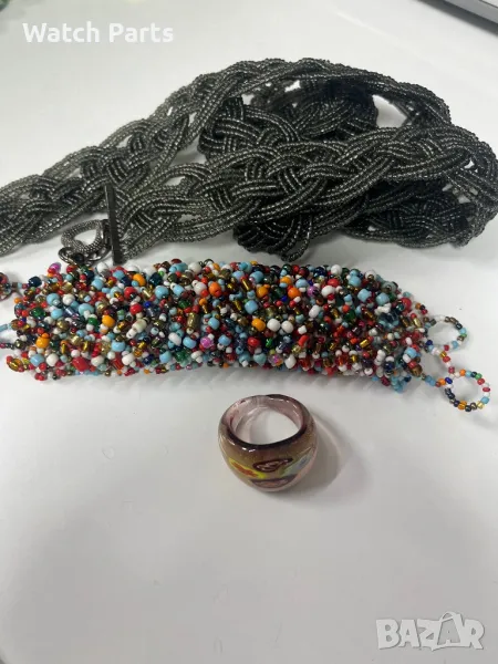 Колие гривна и пръстен от мъниста, снимка 1