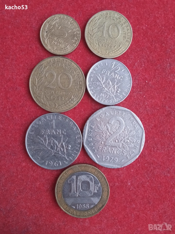 Лот Франция 1961-88 г.- 7 броя., снимка 1