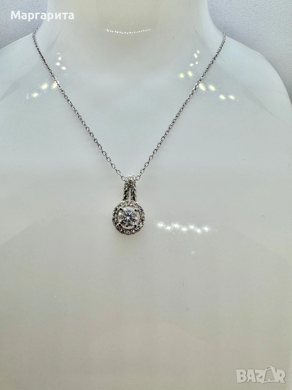 Сребърно колие с мойсанит (диамант) 0.5 карата, снимка 1