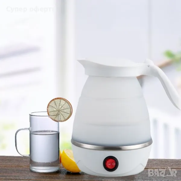 Сгъваема електрическа кана за пътуване. Преносима кана 0.6 литра, снимка 1