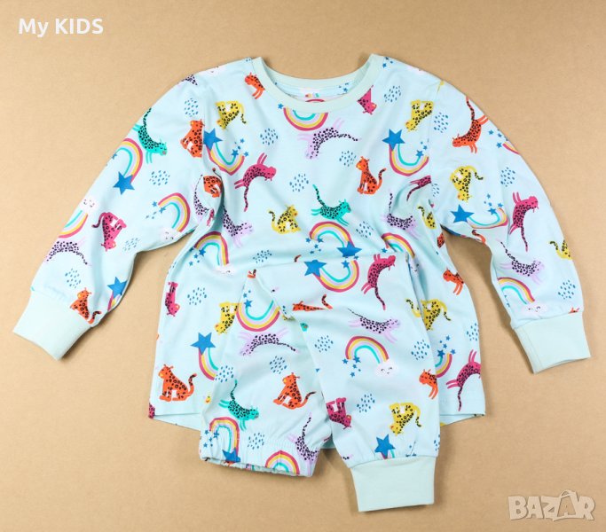 пижама Matalan на дъги и леопарди 68 6-9 74 9-12 80 12-18 86 18-24 92 2-3 98 3-4, снимка 1