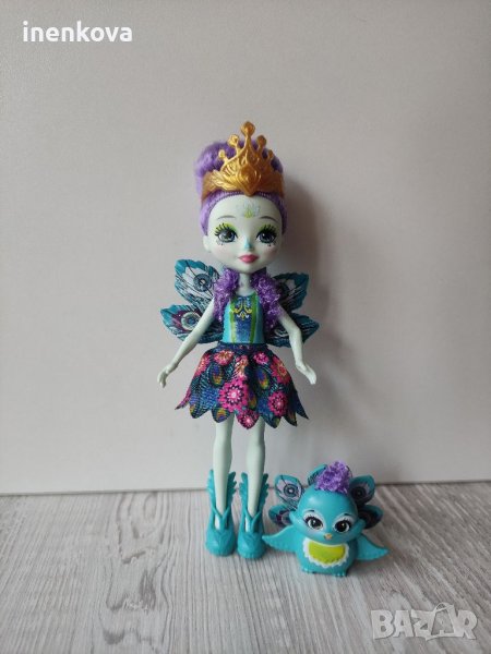 Кукла паун и любимец Енчантималс Enchantimals 12лв., снимка 1