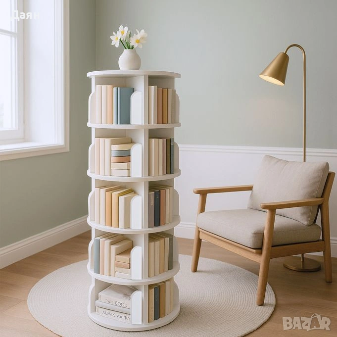 Въртяща се библиотека Relaxdays, 16 отделения, 4 етажна , снимка 1