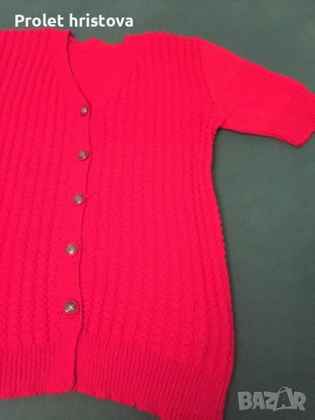 Червена жилетка, ръчно плетена, снимка 1