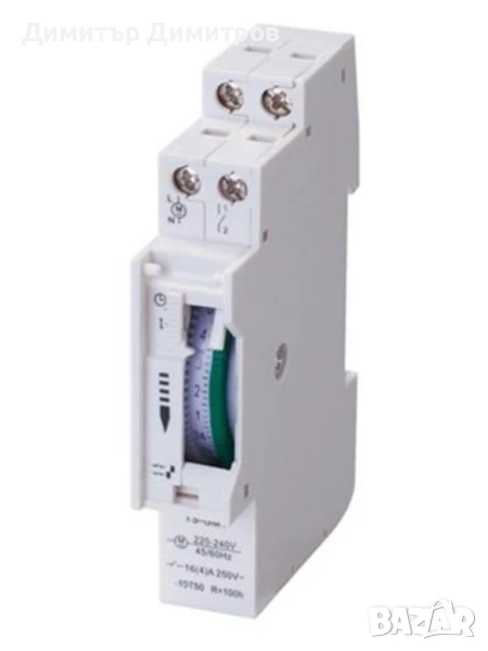 Механичен таймер / реле за време с батерия за din шина 3500W 230V, снимка 1
