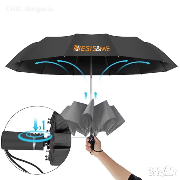 Автоматичен сгъваем чадър + подарък шал - КОЛЕДНА ПРОМОЦИЯ, снимка 1