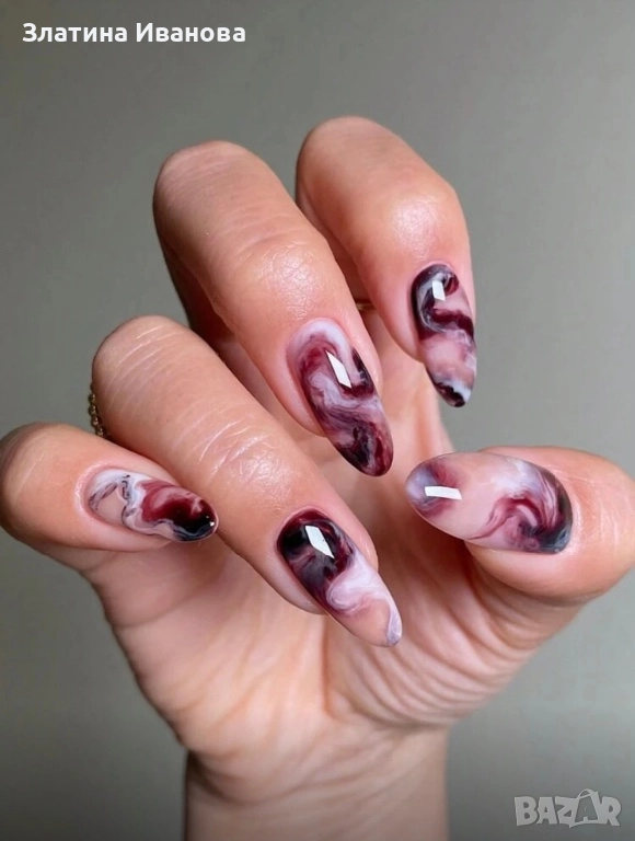 Самозалепващи изкуствени нокти 24 бр. + лепило в комплект, снимка 1