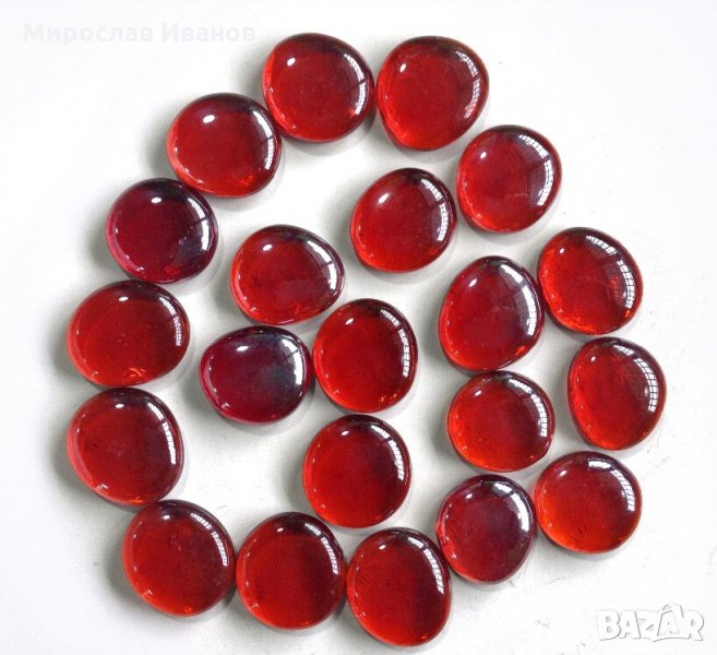 4ервени кръгли стъкълца , снимка 1