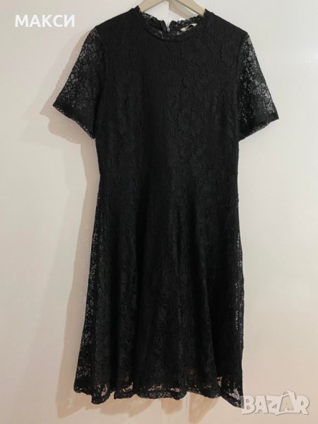 Черна елегантна еластична дантелена рокля с фина подплата , снимка 1