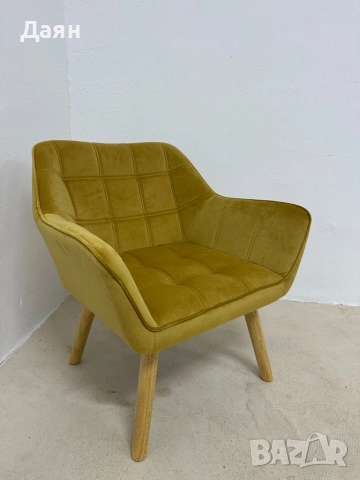 Кадифен фотьойл HOMCOM скандинавски дизайн , снимка 3 - Дивани и мека мебел - 52551584