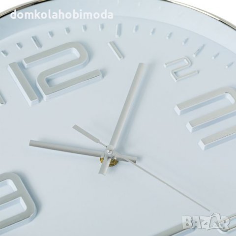 Стенен часовник , пластмасов сребрист 30 см, снимка 2 - Стенни часовници - 38576724