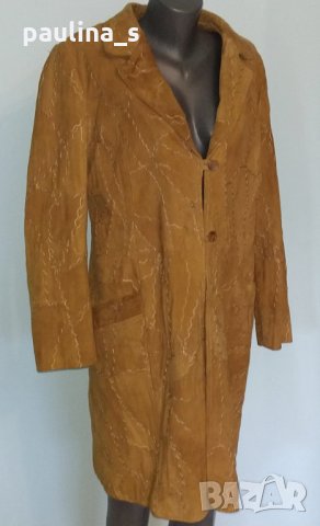 Уникaлно дамско манто от естествен велур "One Two"plus size / голям размер 