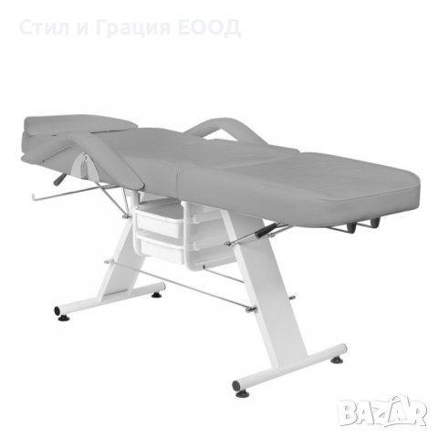 Фиксирана кушетка Basic 202 - сива/бяла/черна 180 x 60/80 x 75 см, снимка 6 - Фризьорски столове - 37777299