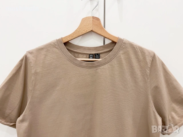 Бежова тениска Pieces M, 9/10, снимка 2 - Тениски - 53375397