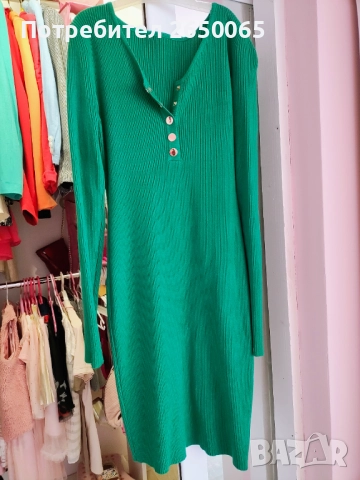 Нова тревисто зелена рокля плетиво рипс!, снимка 3 - Рокли - 51843217