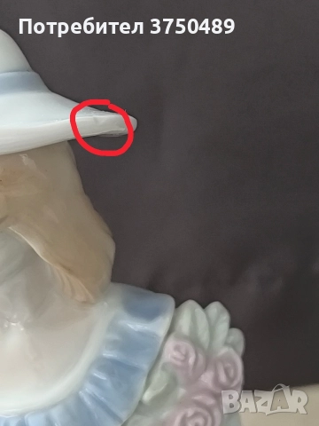 Красива дама с цветя Съвсем малка забележка на шапката Вижда се на последната снимка , снимка 8 - Антикварни и старинни предмети - 52794482