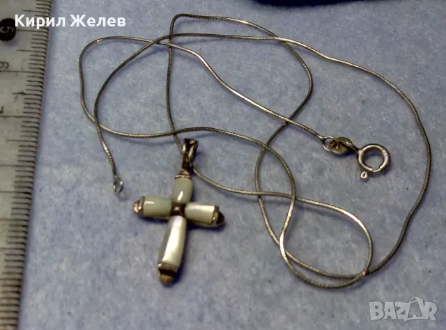 КРАСИВО СЕДЕФЕНО СРЕБЪРНО КРЪСТЧЕ с НЕЖНА СРЕБЪРНА ВЕРИЖКА СРЕБРО 925 ФИНА РЪЧНА РАБОТА 26898, снимка 5 - Колиета, медальони, синджири - 50337503