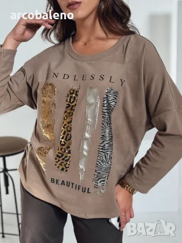 MODEZINE Дамска овърсайз блуза с дълъг ръкав, 3цвята , снимка 10 - Блузи с дълъг ръкав и пуловери - 48057239