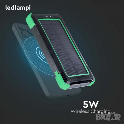 Външна Соларна Батерия 10000mAh Безжична Черна, снимка 3 - Безжични зарядни - 40073201
